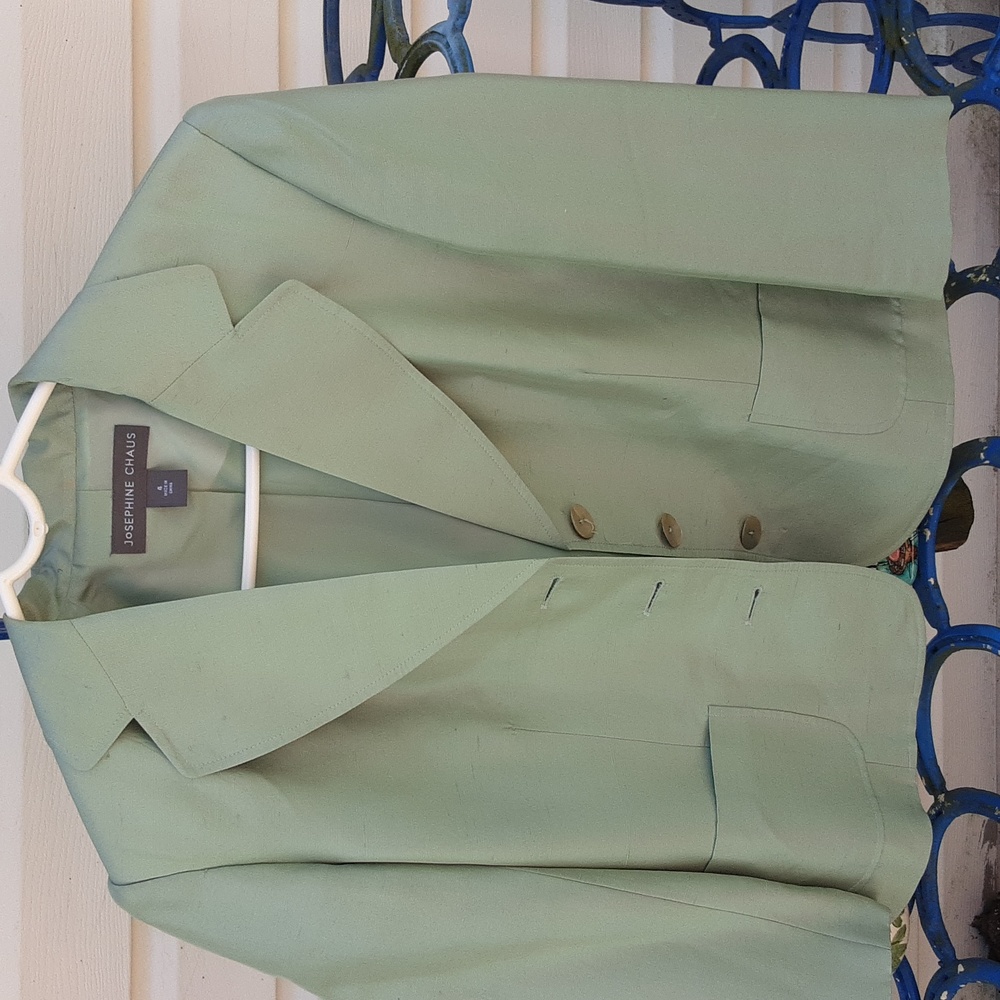 SILK! JOSEPHINE CHAUS JACKET, green, size 4.